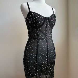 Fashion Nova Black Mini Dress with Iridescent Studs